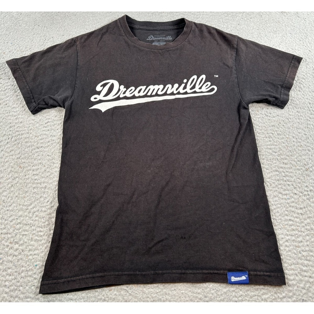 J.Cole Dreamville Shirt Men's Small Black Tee Spell Out Summer Hip Hop Music‎